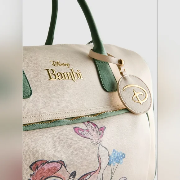 Disney Bambi Cream and Green Travel Faux Leather Weekender, Primark LAST ONE - Picture 4 of 5